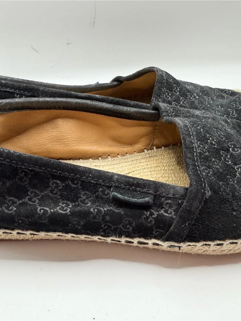 Gucci Black Suede GG Monogram Espadrilles